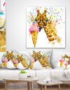 Giraffe Eating Ice Cream Watercolor - Contemporary Animal Art Canvas