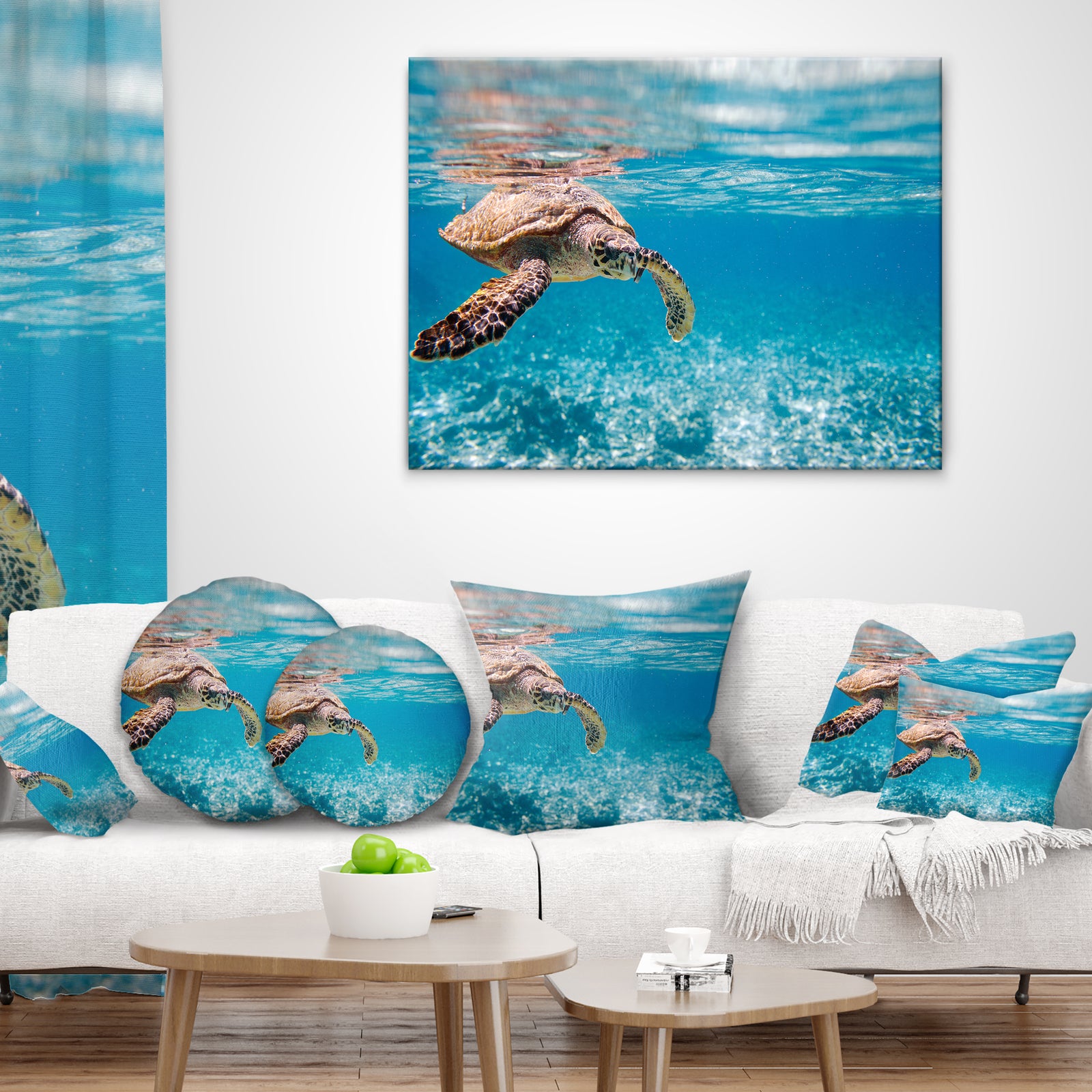 Large Hawksbill Sea Turtle - Abstract Canvas Art Print