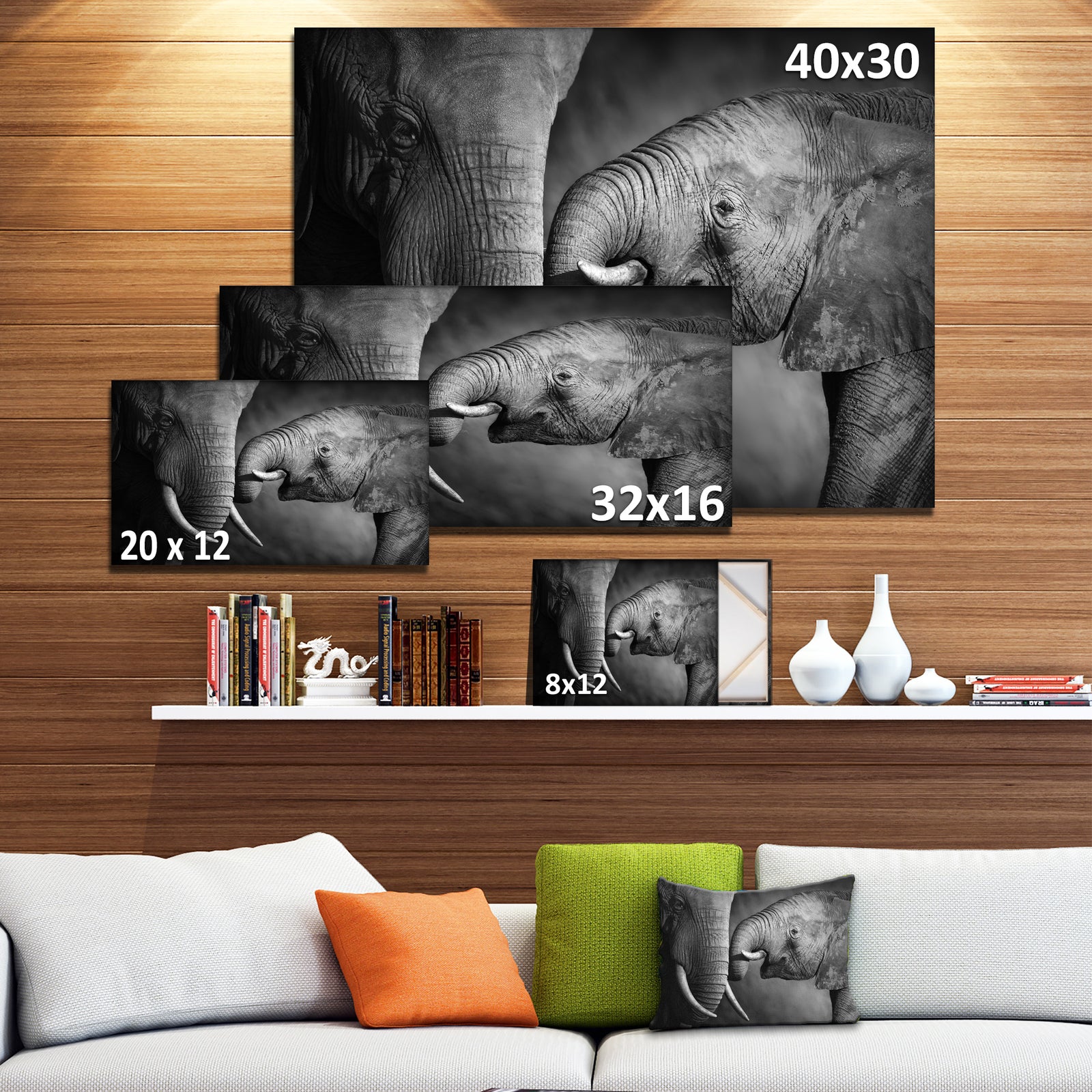 Elephants Showing Affection - Abstract Canvas Art Print