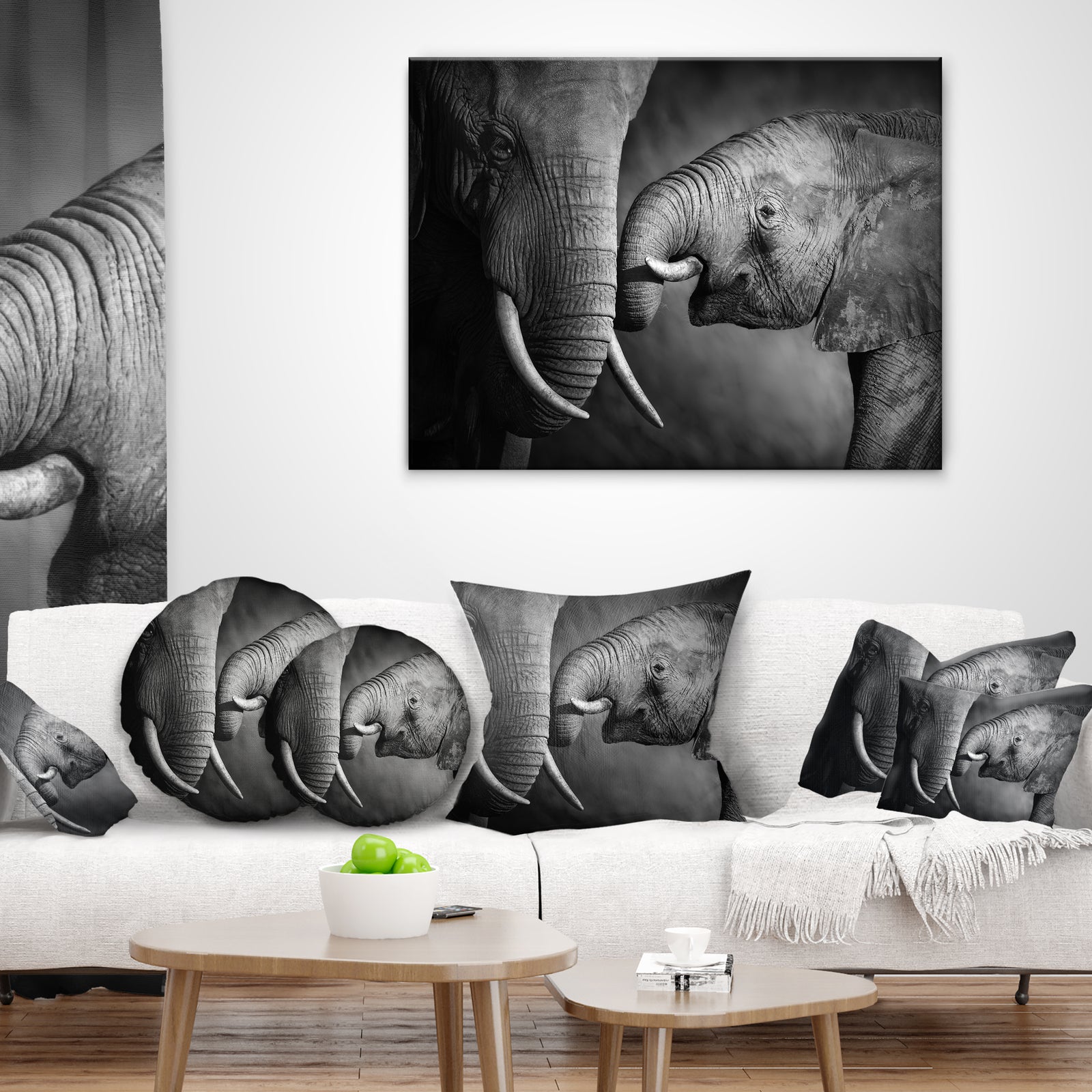Elephants Showing Affection - Abstract Canvas Art Print