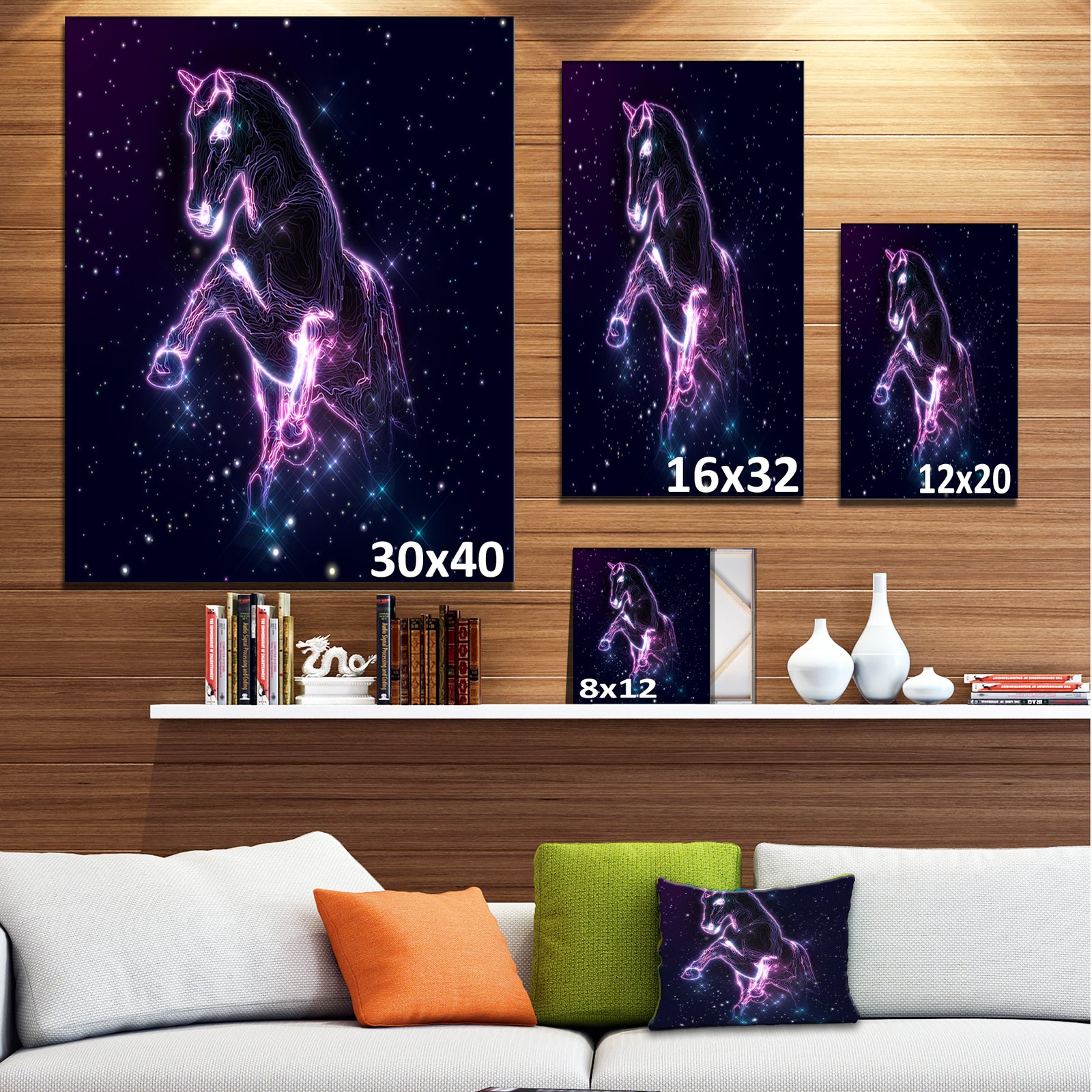 Purple Abstract Horse - Large Animal Art on Canvas