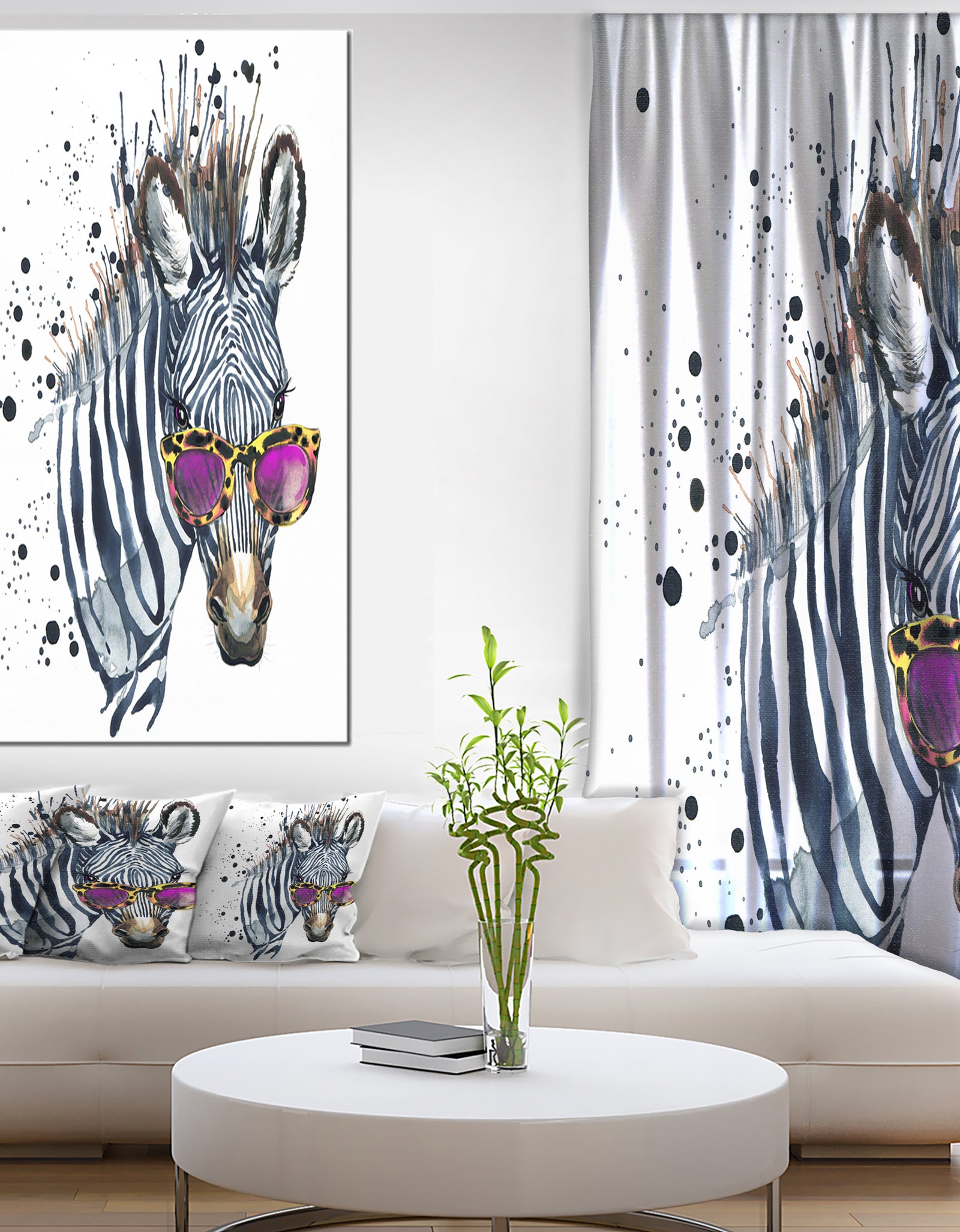 Funny Zebra Watercolor - Animal Canvas Art Print
