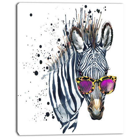 Funny Zebra Watercolor - Animal Canvas Art Print