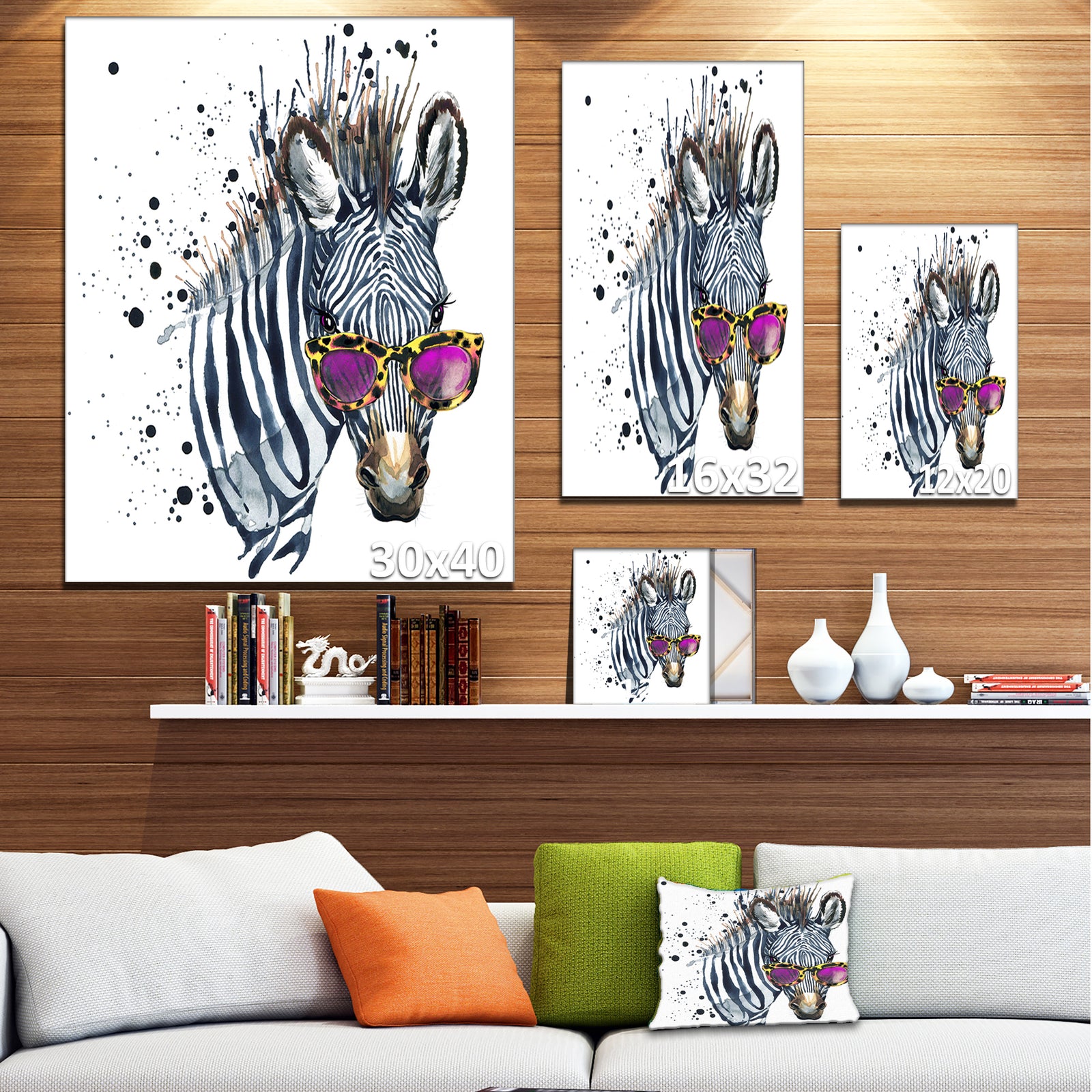 Funny Zebra Watercolor - Animal Canvas Art Print