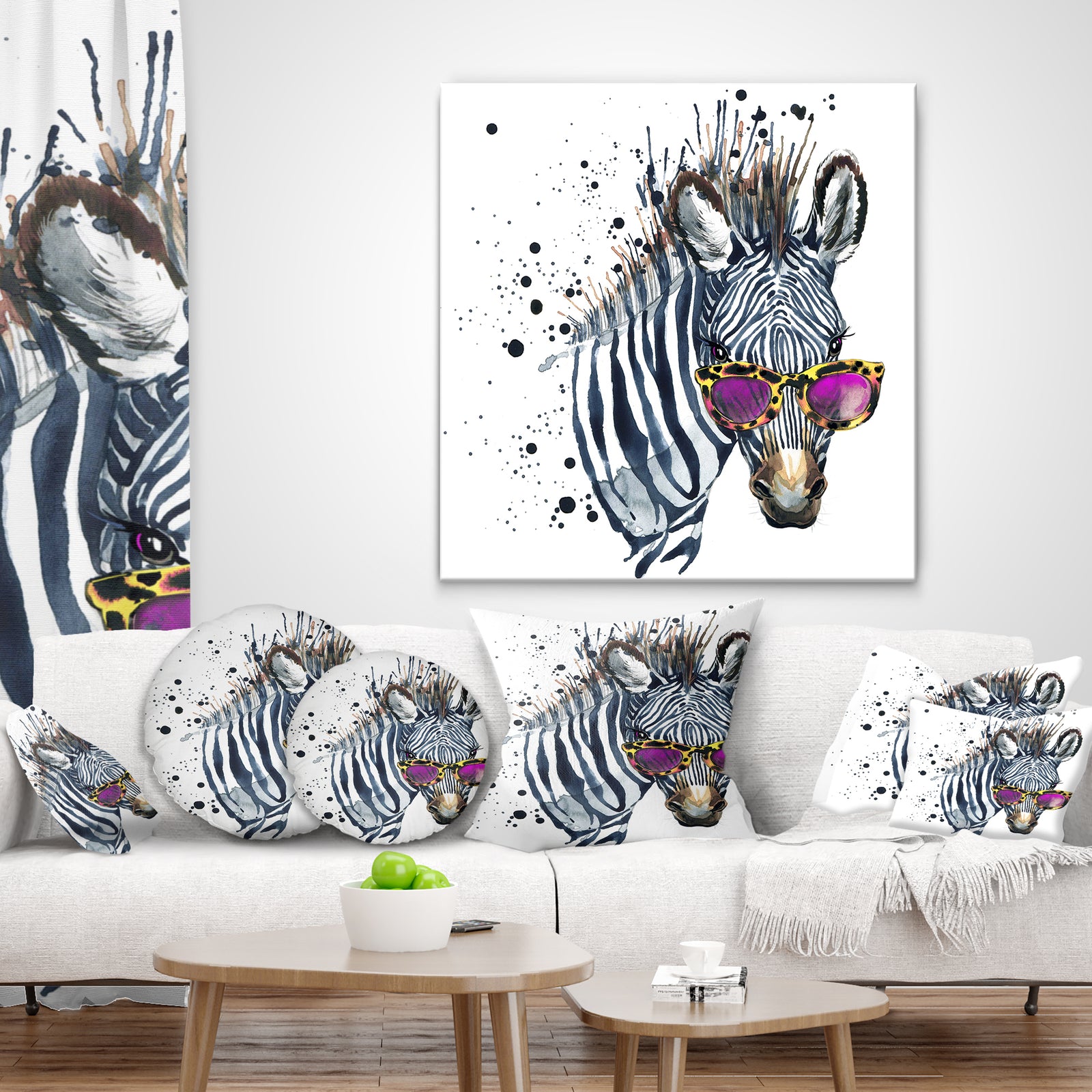 Funny Zebra Watercolor - Animal Canvas Art Print