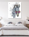 Funny Zebra Watercolor - Animal Canvas Art Print