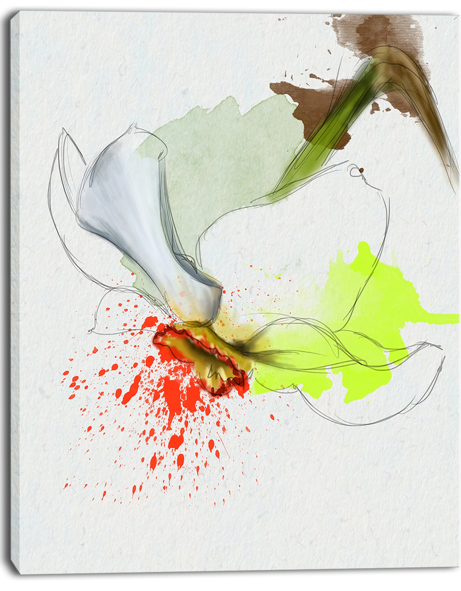 Narcissus Flower Sketch Watercolor - Modern Floral Canvas Wall Art