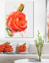 Red Hand-drawn Rose Sketch - Modern Floral Canvas Wall Art