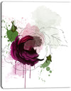 Purple Rose Sketch Watercolor - Modern Floral Canvas Wall Art