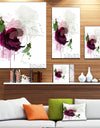 Purple Rose Sketch Watercolor - Modern Floral Canvas Wall Art