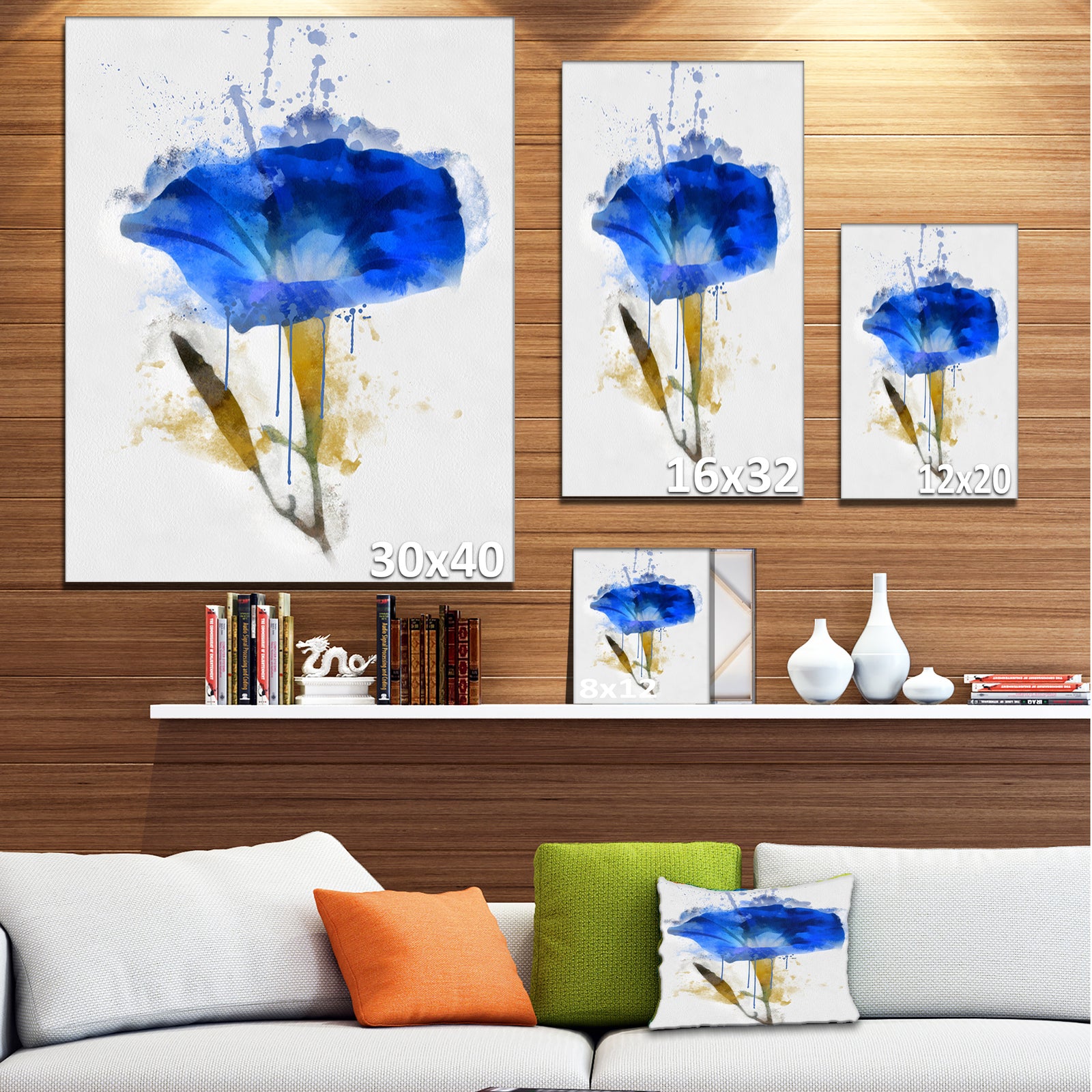 Blue Gentiana Alpina Watercolor - Modern Floral Canvas Wall Art