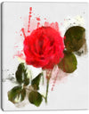 Red Rose with Green Petals - Modern Floral Canvas Wall Art