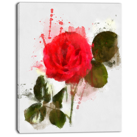Red Rose with Green Petals - Modern Floral Canvas Wall Art