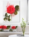 Red Rose with Green Petals - Modern Floral Canvas Wall Art