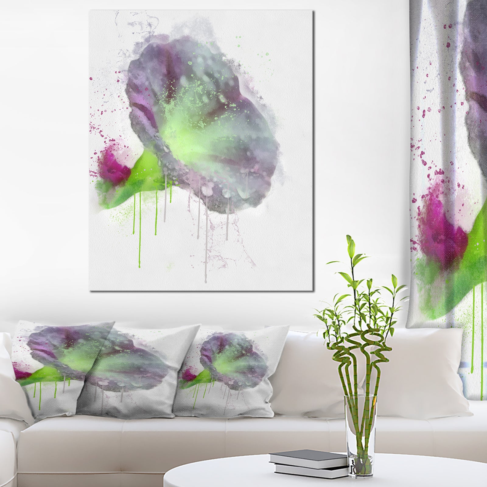 Violet Gentiana Alpina Watercolor - Modern Floral Canvas Wall Art