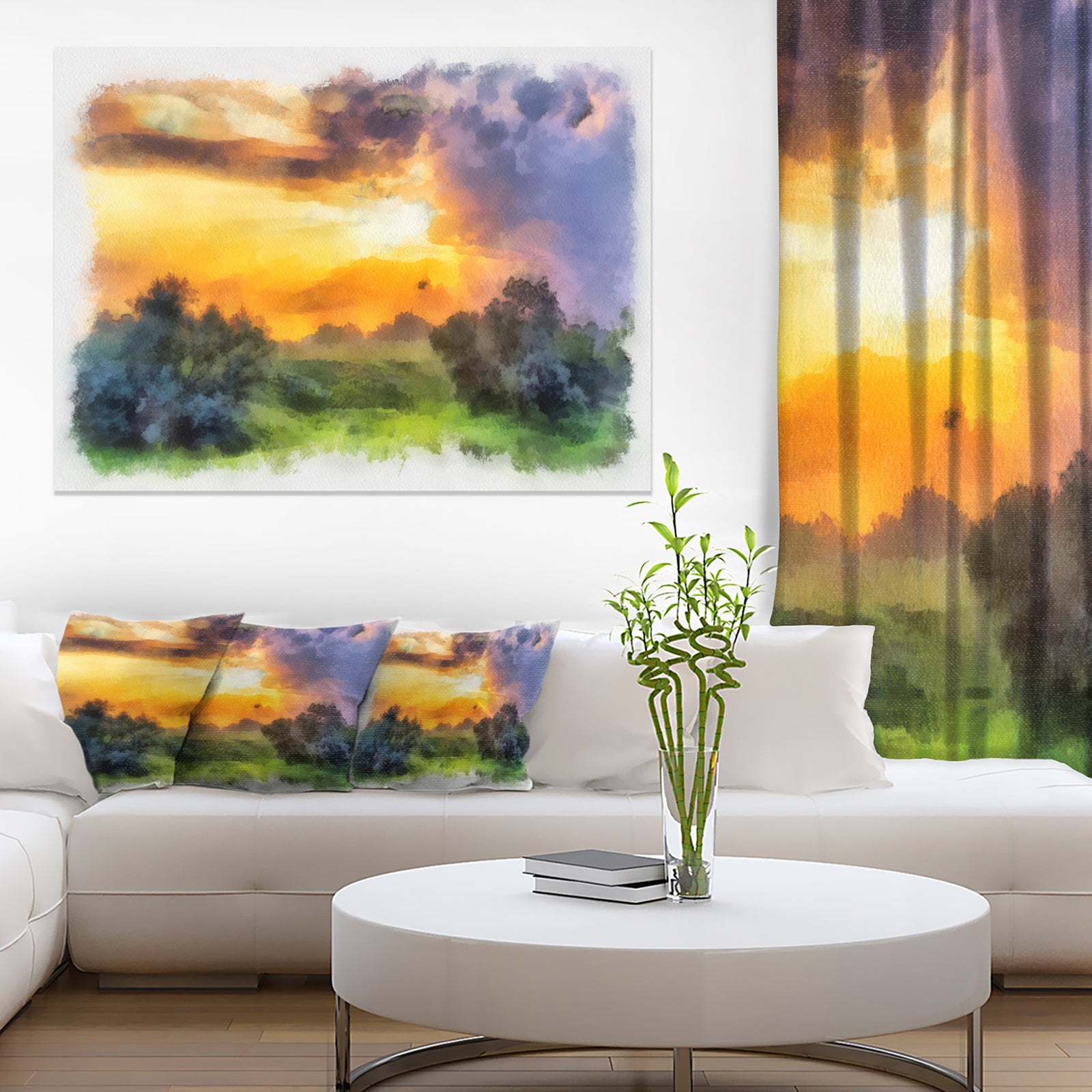 Beautiful Landscape Watercolor - Landscape Canvas Wall Art