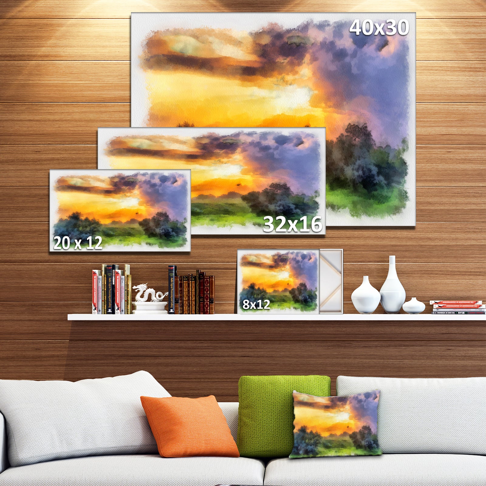 Beautiful Landscape Watercolor - Landscape Canvas Wall Art