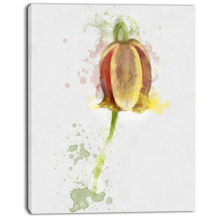 Brown Tulip Sketch Watercolor - Modern Floral Canvas Wall Art