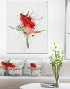 Bright Hand-drawn Red Rose Sketch - Modern Floral Canvas Wall Art