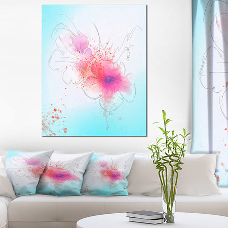 Pink Flowers Illustration Watercolor - Modern Floral Canvas Wall Art