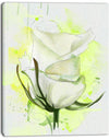 White Roses Watercolor Sketch - Modern Floral Canvas Wall Art