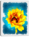 Sunflower on Blue Watercolor - Modern Floral Canvas Wall Art