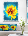 Sunflower on Blue Watercolor - Modern Floral Canvas Wall Art