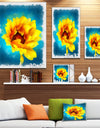 Sunflower on Blue Watercolor - Modern Floral Canvas Wall Art