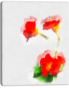 Red Gentiana Alpina Watercolor - Modern Floral Canvas Wall Art