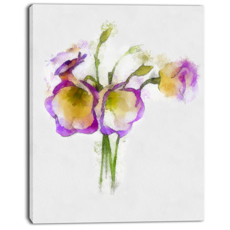 Eustoma Flowers Watercolor Sketch - Modern Floral Canvas Wall Art