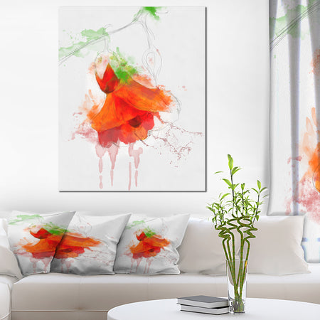 Red Rose Watercolor Illustration - Modern Floral Canvas Wall Art