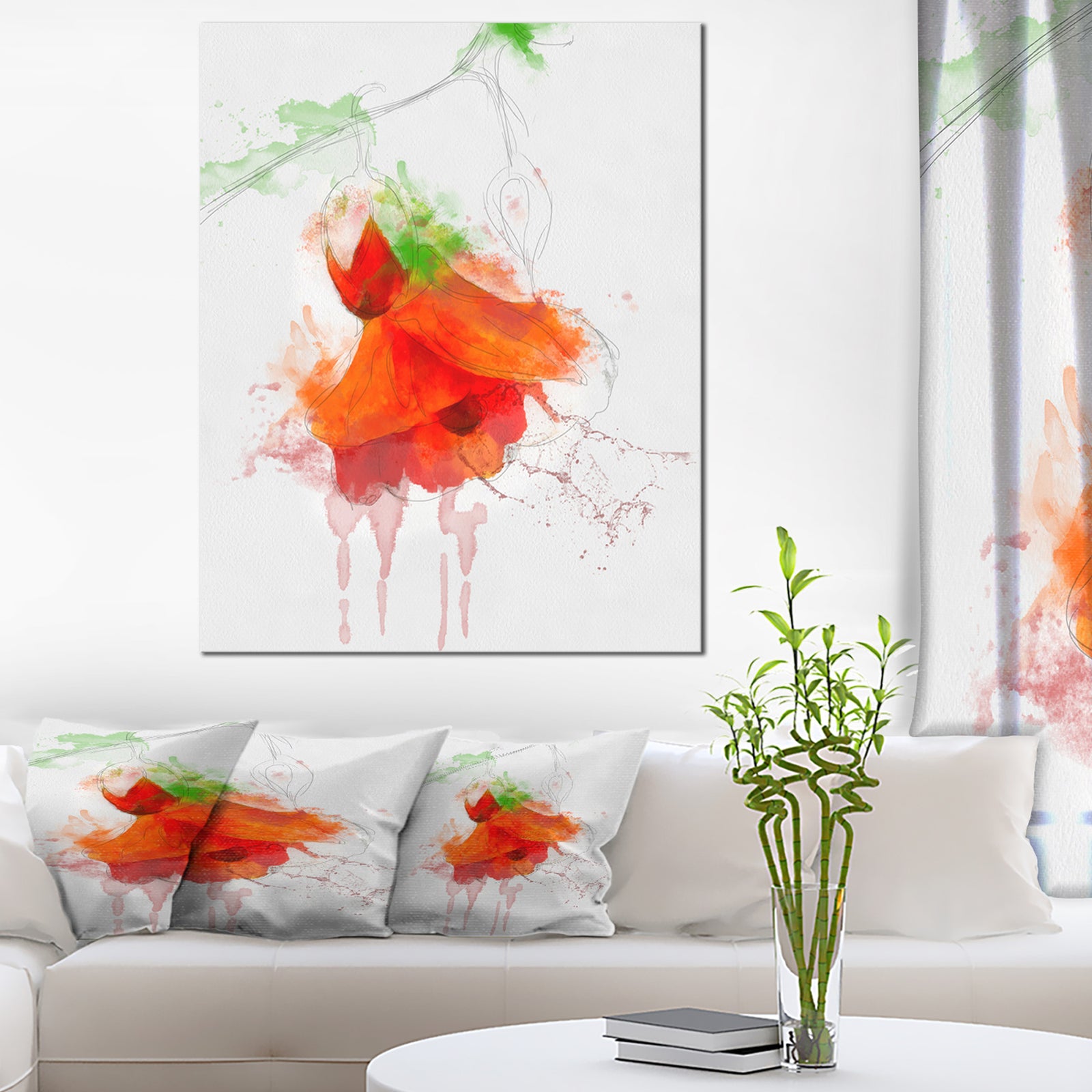 Red Rose Watercolor Illustration - Modern Floral Canvas Wall Art