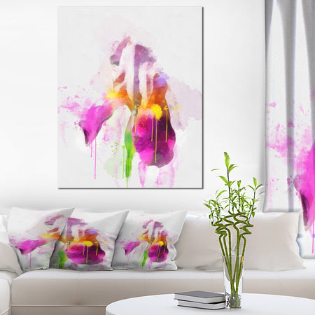 Purple Rose Illustration Watercolor - Modern Floral Canvas Wall Art