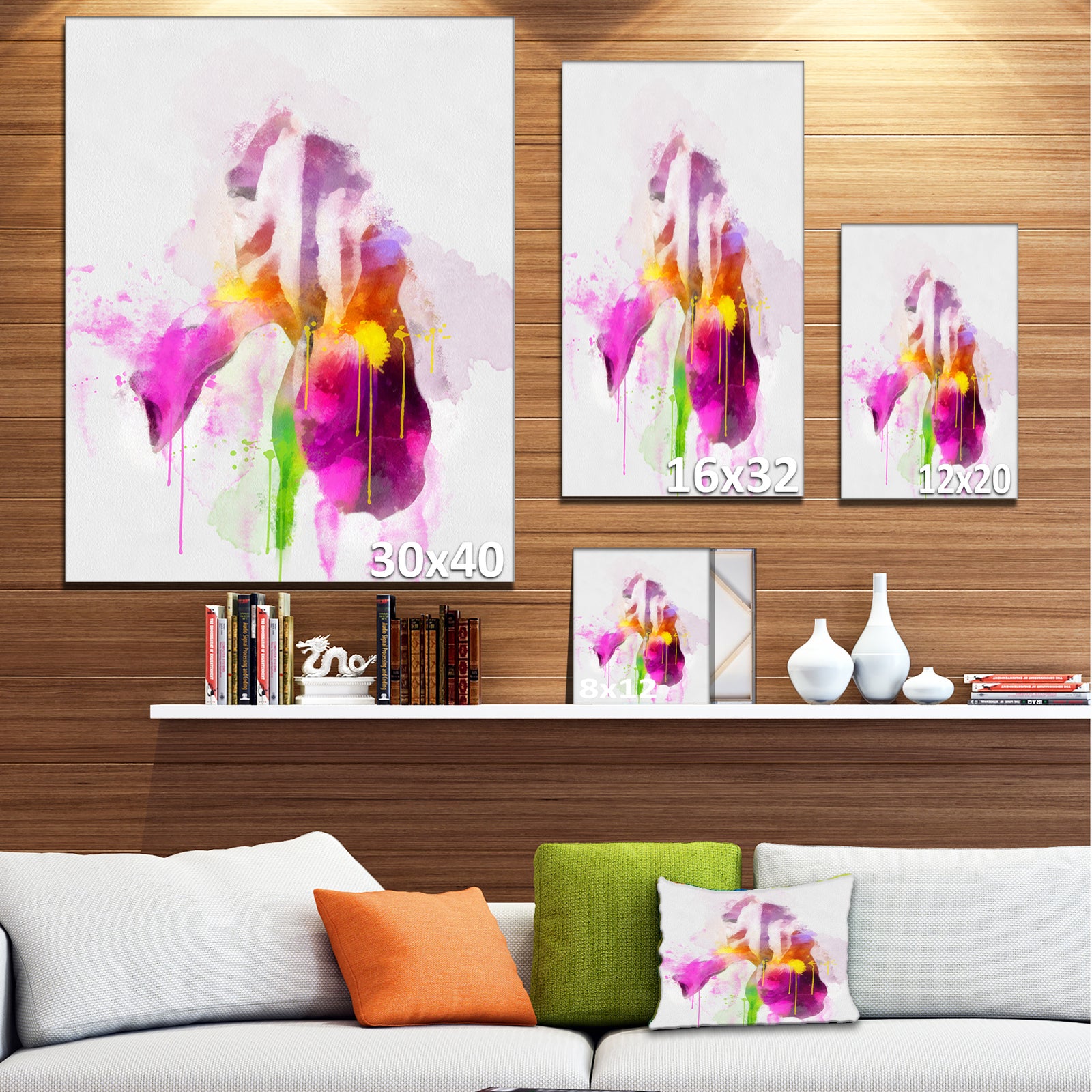 Purple Rose Illustration Watercolor - Modern Floral Canvas Wall Art