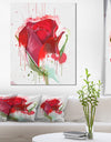 Colorful Red Rose Sketch Watercolor - Modern Floral Canvas Wall Art