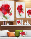 Colorful Red Rose Sketch Watercolor - Modern Floral Canvas Wall Art