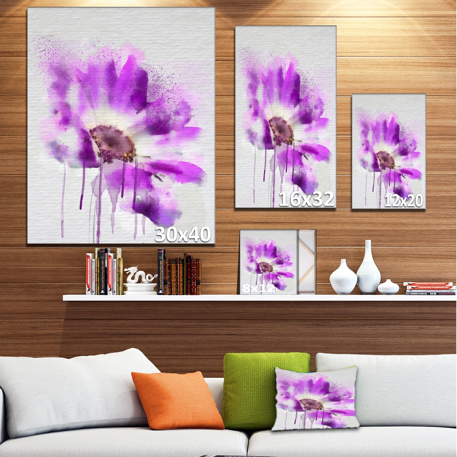 Beautiful Purple Rose Watercolor - Modern Floral Canvas Wall Art