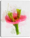 Green Red Flower Sketch Watercolor - Modern Floral Canvas Wall Art