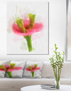 Green Red Flower Sketch Watercolor - Modern Floral Canvas Wall Art