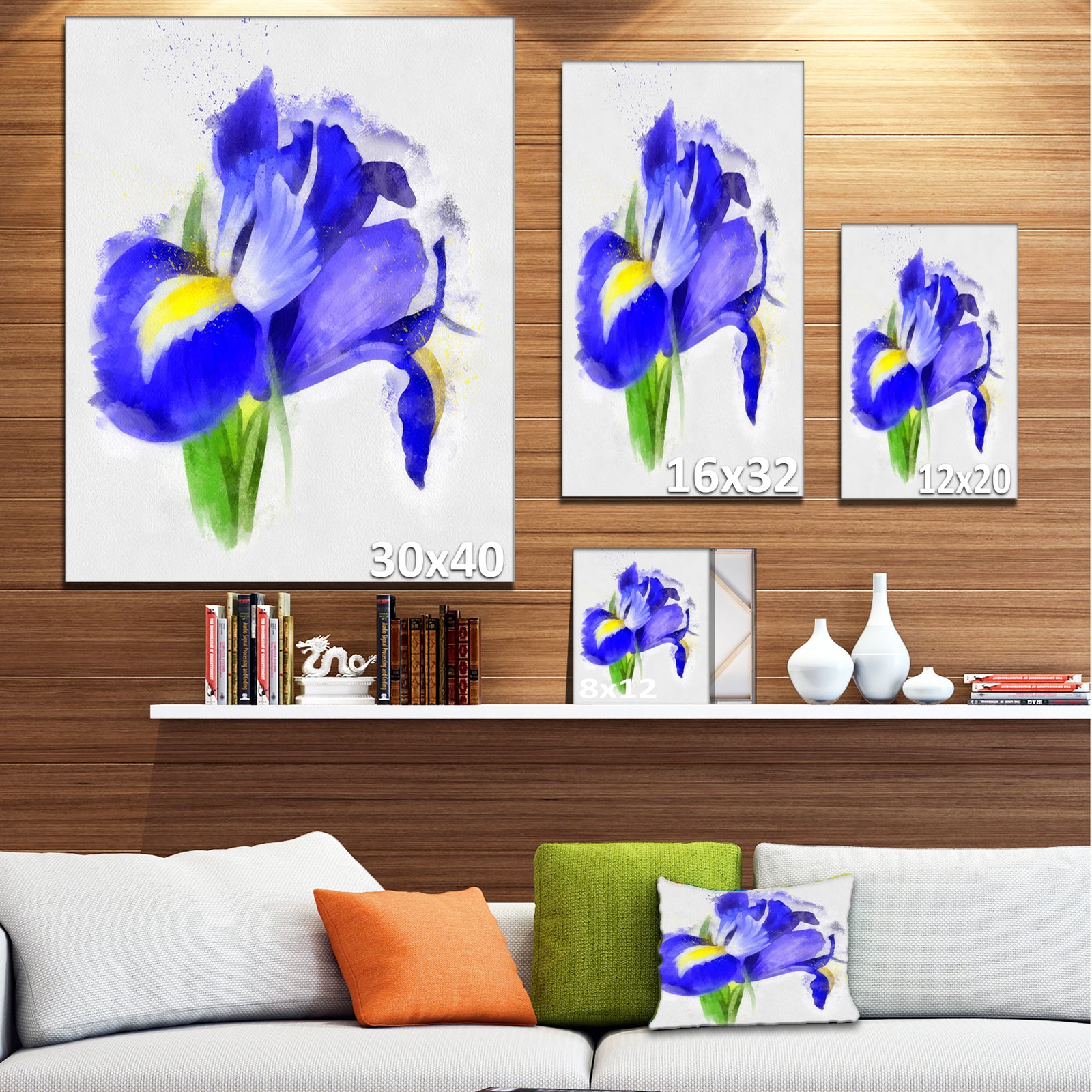 Bloomy Blue Watercolor Rose - Modern Floral Canvas Wall Art