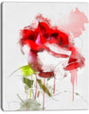 Red Rose Sketch with Red Splashes - Large Floral Canvas Artwork