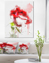 Red Rose Sketch with Red Splashes - Large Floral Canvas Artwork