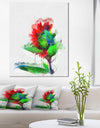 Colorful Flower Stem with Splashes - Large Floral Canvas Artwork