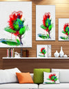 Colorful Flower Stem with Splashes - Large Floral Canvas Artwork