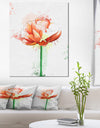 Rose with Stem and Paint Splashes - Large Floral Canvas Artwork