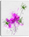 Purple Flower Sketch with Stem - Large Floral Canvas Artwork