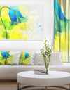 Blue Flower with Yellow Splashes - Large Floral Canvas Artwork