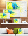 Blue Flower with Yellow Splashes - Large Floral Canvas Artwork