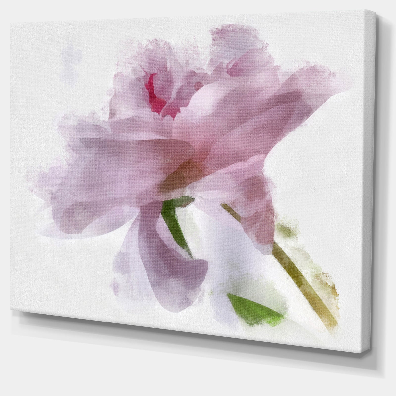 Light Blue Flower with Paint Splashes - Large Floral Canvas Artwork