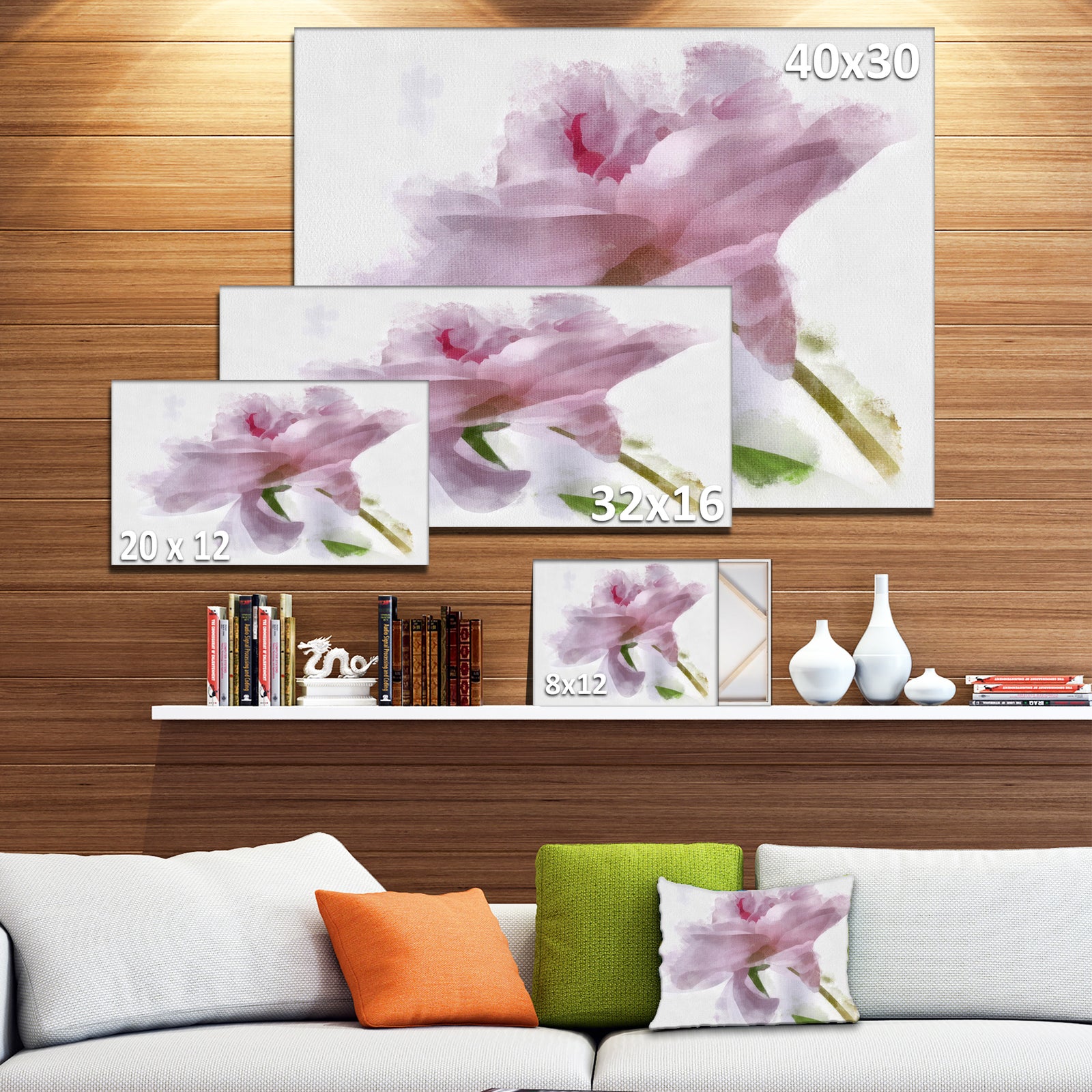 Light Blue Flower with Paint Splashes - Large Floral Canvas Artwork